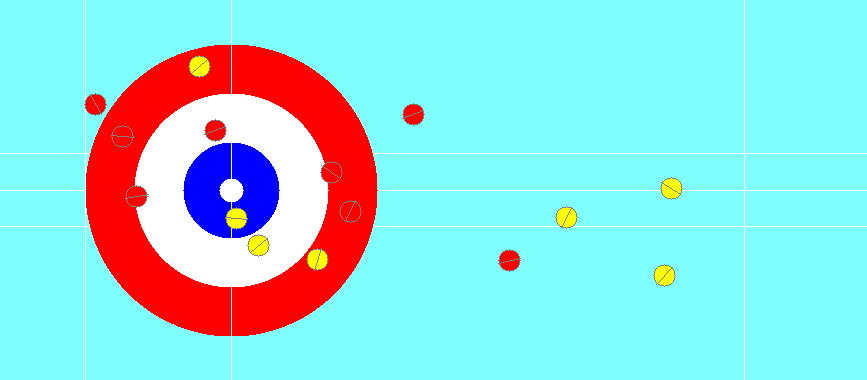 A rendered image of the curling simulation environment.